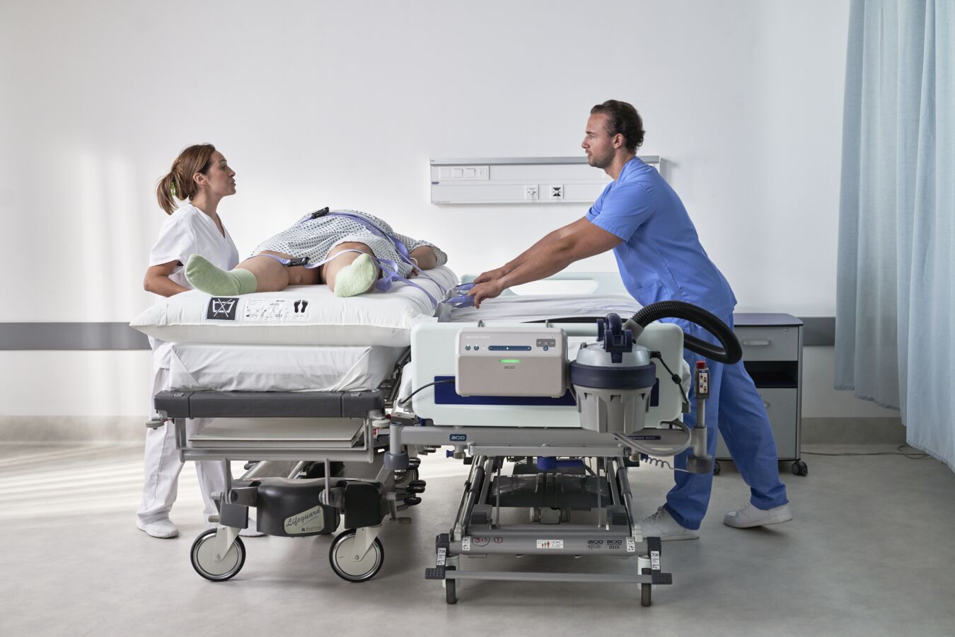 Air-assisted lateral transfer devices such as AirPal are designed to assist with the transfer of patients who are unable to independently move from one surface to another and reposition within the bed. 