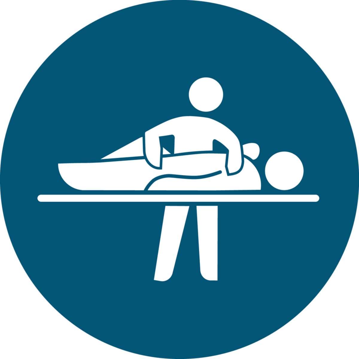 Icon person bends over patient