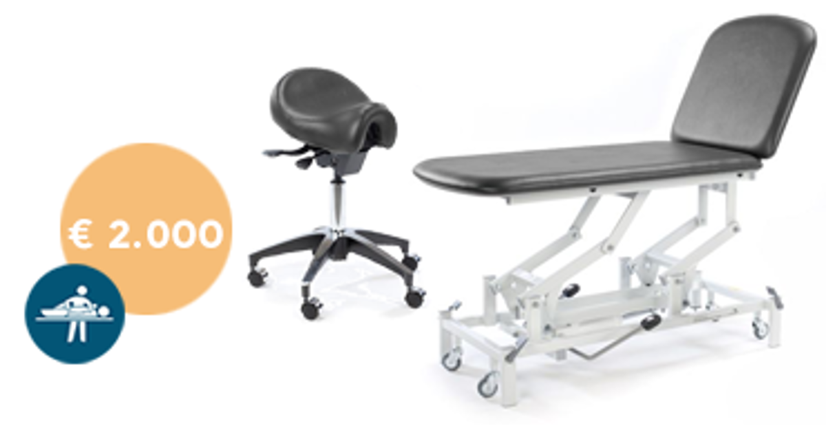 Table Medicare en 2 parties + tabouret selle