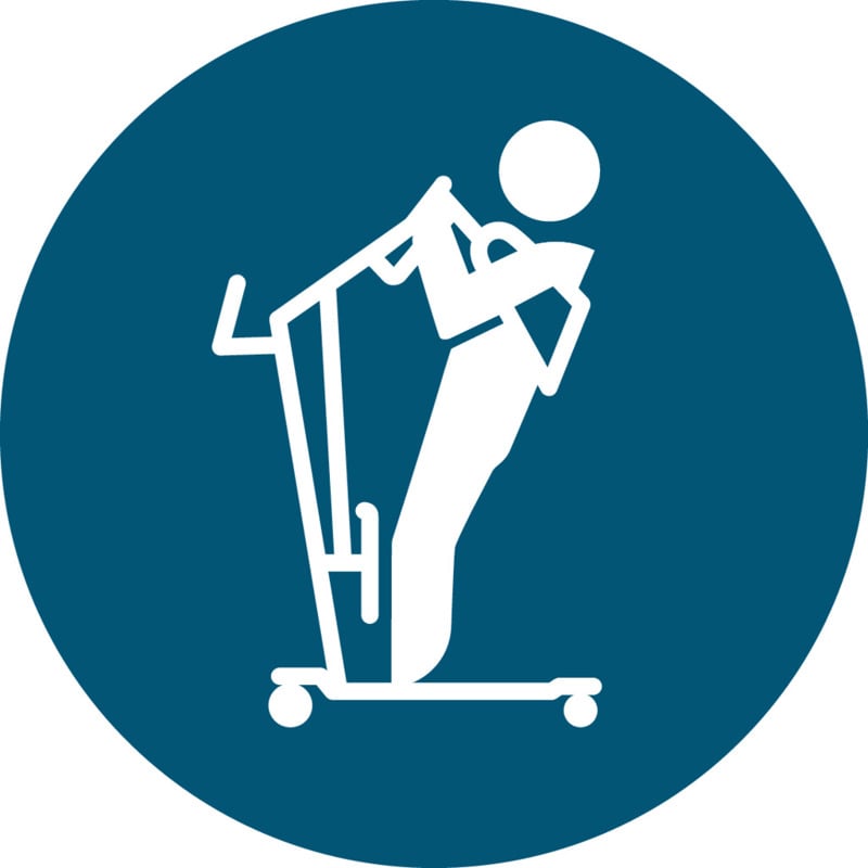 Standing and rising aid icon blue