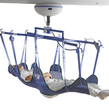 Loop bathing stretcher sling - commode aperture
